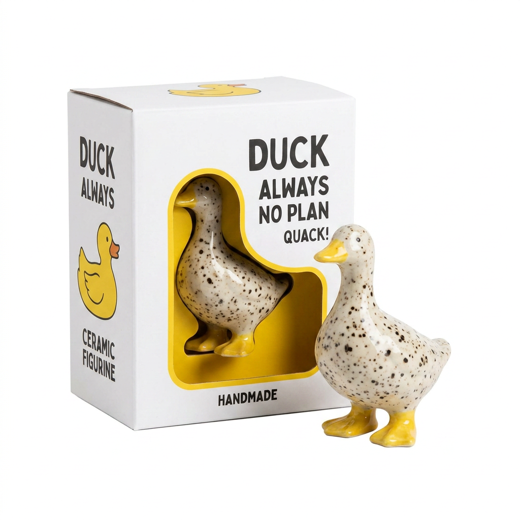 Three-Legged Duck — Boxed Ceramic Figurine in Gift Packaging