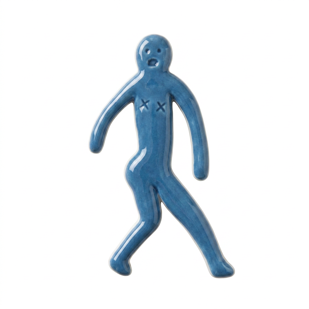Italian Blue Walking Man — Hand-Glazed Ceramic Fridge Magnet