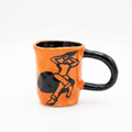 Dancing Body — Hand-Painted Orange Mug with Black Handle