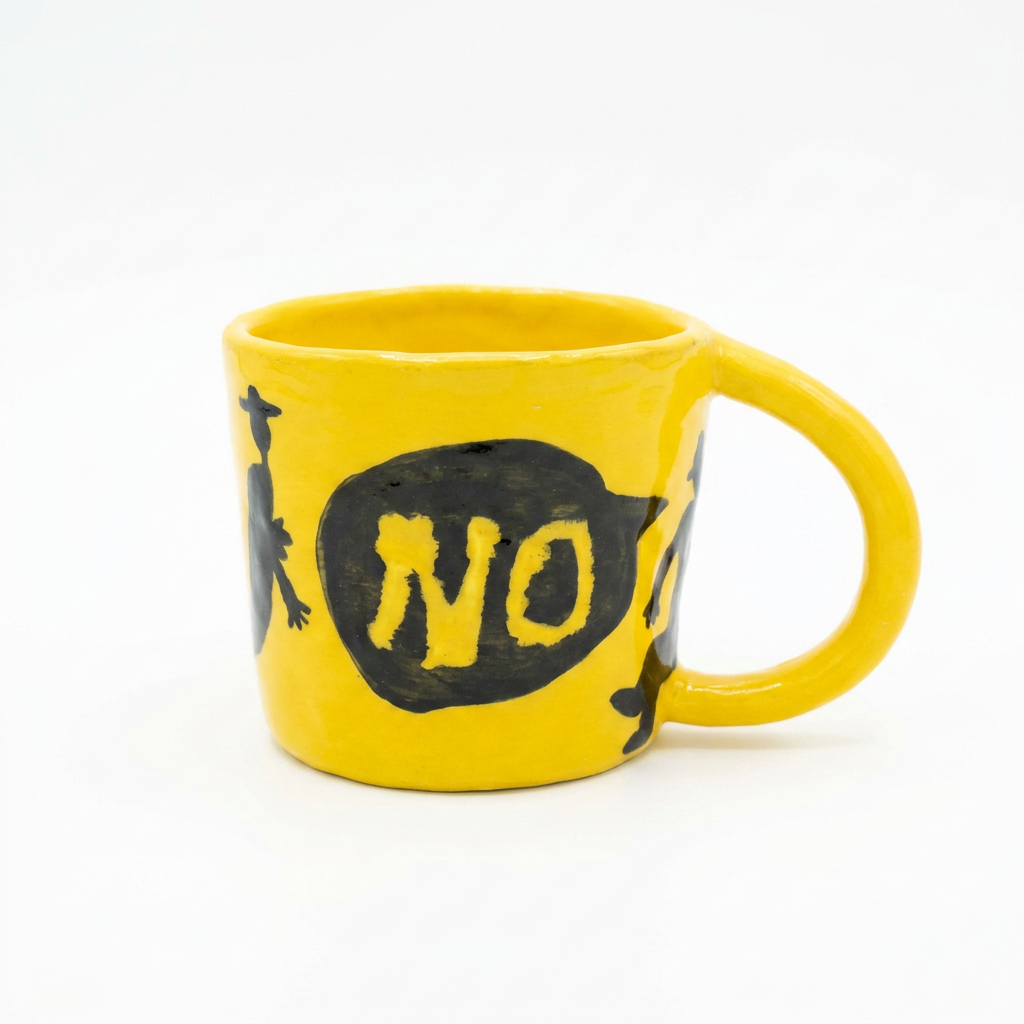 Just Say NO — Hand-Painted Yellow Statement Mug