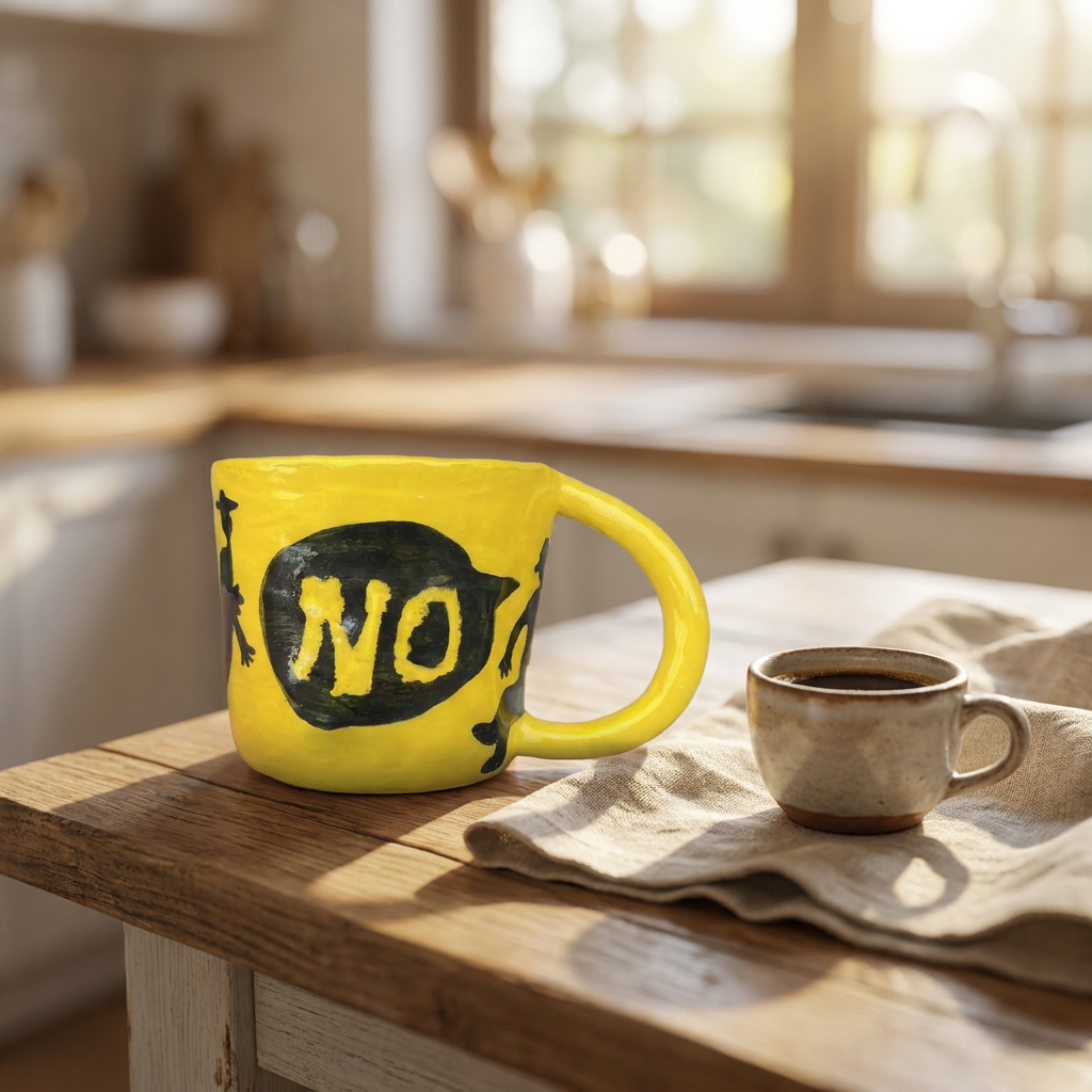 Just Say NO — Hand-Painted Yellow Statement Mug
