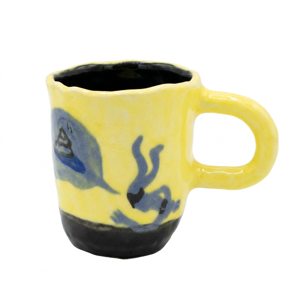 Smoke & Eye — Hand-Painted Lemon Yellow Mug