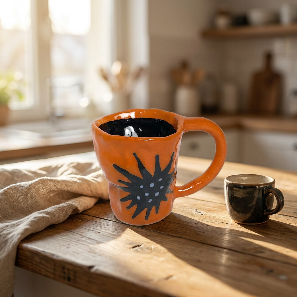 Periwinkle Checkerboard — Hand-Painted Mug