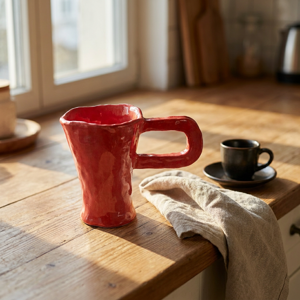 Rain Lines — Hand-Painted Three-Tone Striped Mug