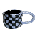 Checkerboard Mug — Periwinkle & Black Hand-Painted Ska Mug
