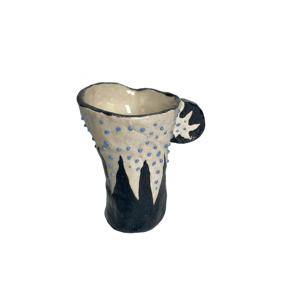 Spiky Sun Bud Vase — Black, Cream & Cobalt Dot Mini Vase