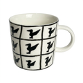 Flock Mug — Hand-Painted Black Bird Grid on Ivory