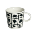 Black Star Grid Mug — Hand-Painted Asterisk Pattern Mug