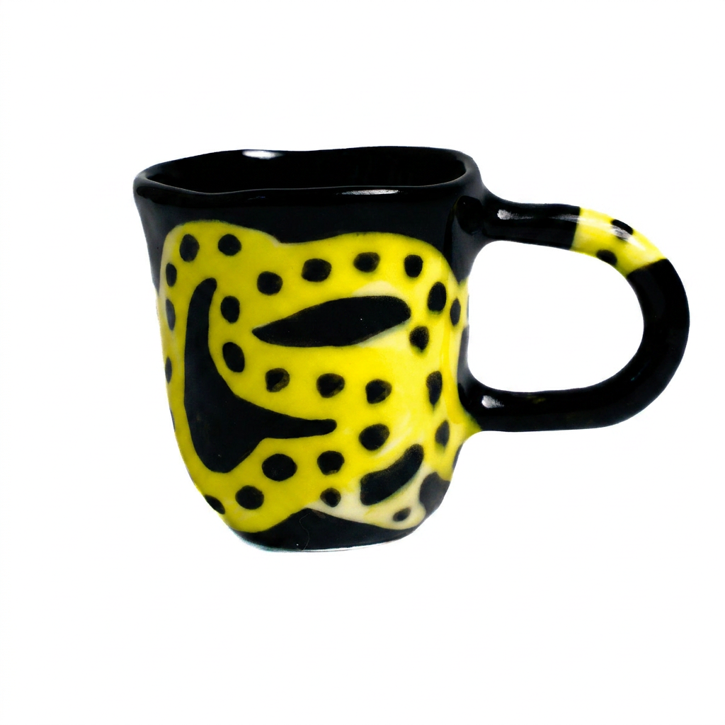 Leopard Espresso — Yellow & Black Spotted Hand-Built Cup