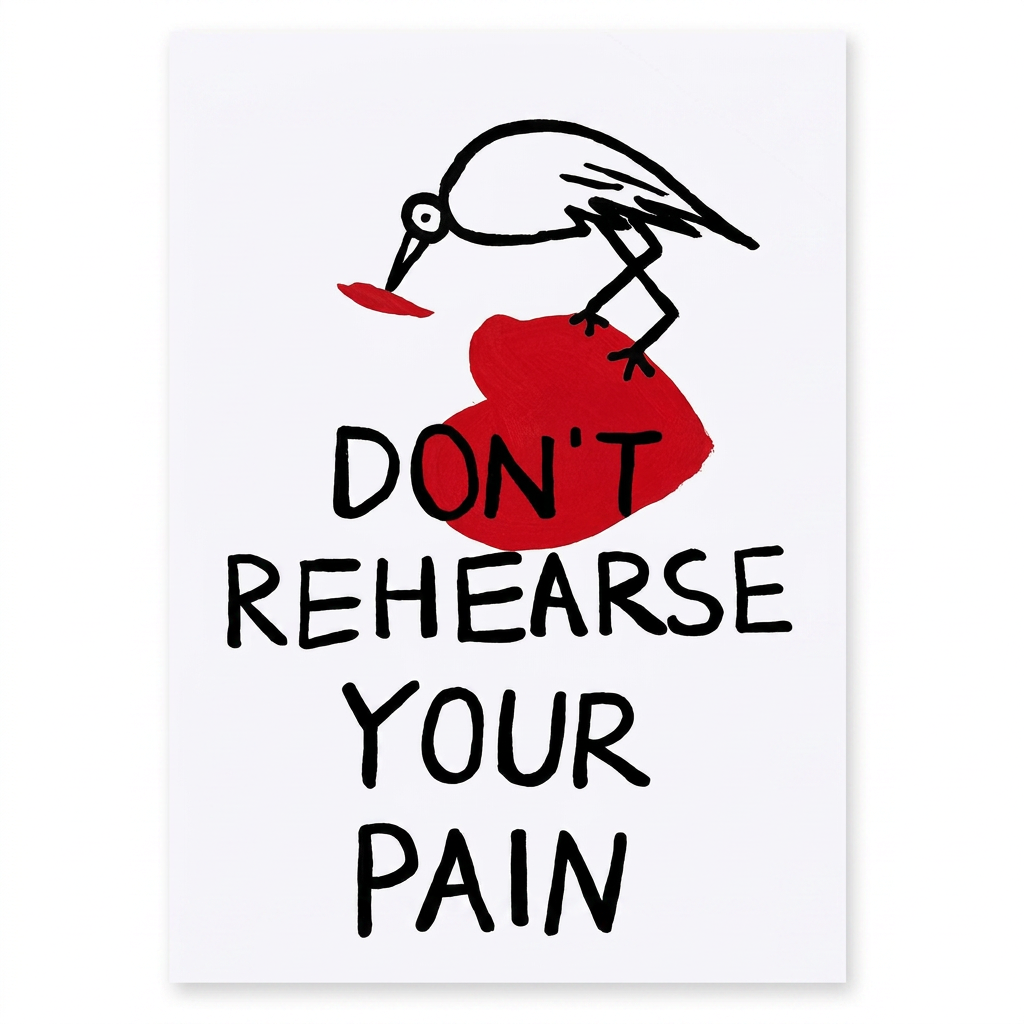 Don't Rehearse Your Pain — Hand-Printed Canvas Tote with Crow Motif