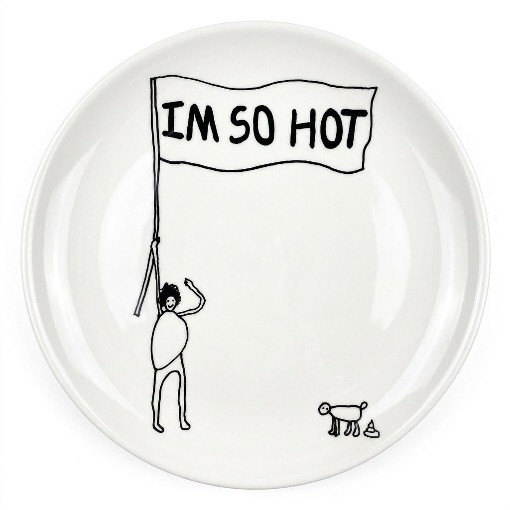 I'm So Hot — Hand-Printed Canvas Tote with Flag-Waver and Dog