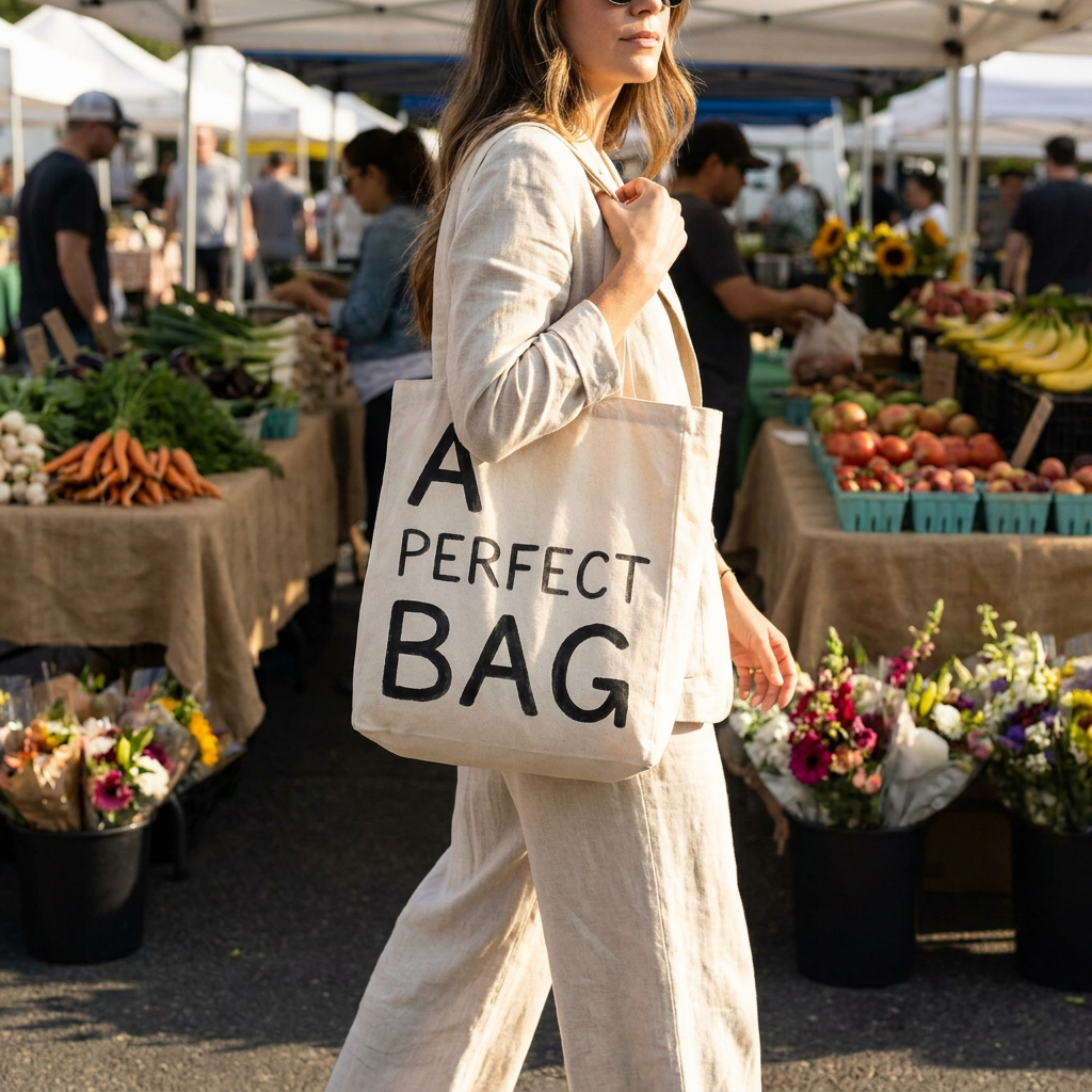 A Perfect Bag II — Hand-Printed Canvas Tote with Bold Lettering